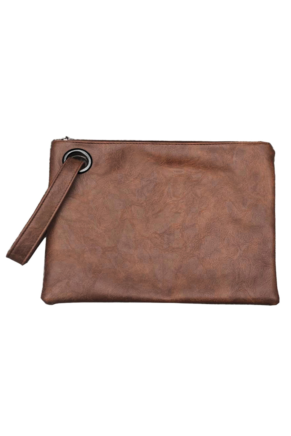 Brown Vintage Leather Oversized Clutch Bag