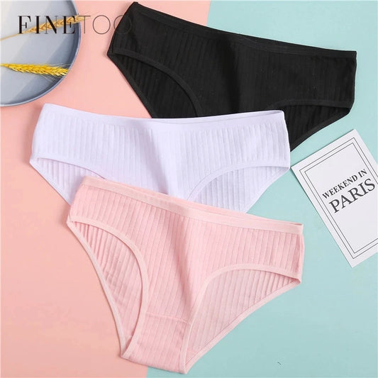 FINETOO  Soft Cotton Solid color Panties