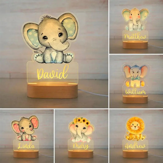 Personalized Animal LED USB Night Light Custom Name