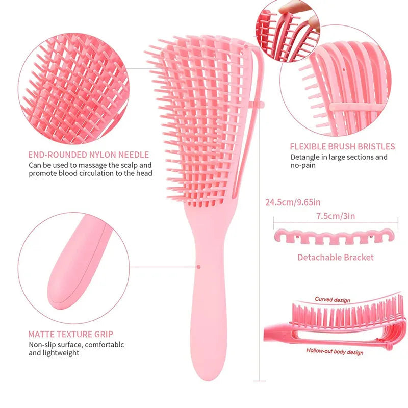 5 Pcs Detangling Brush Set Scalp Massage Hair Comb Dual Edge Brush Styling Comb Rattail Comb For Curly Detangler Hair Brush