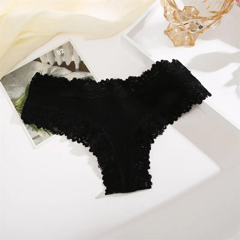 FINETOO 2PCS Women's Cotton Underwear Lace Floral Panties Low Rise