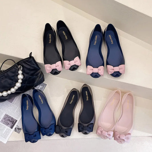 sweet bowknot jelly  ballerina flats