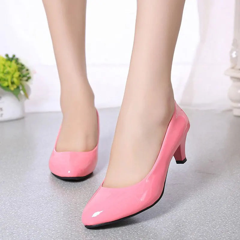 Patent leather Low Heels Shoes Women Professional Shoes Ladies Shallow Mouth Work Shoes Elegant Ladies Office Shoes