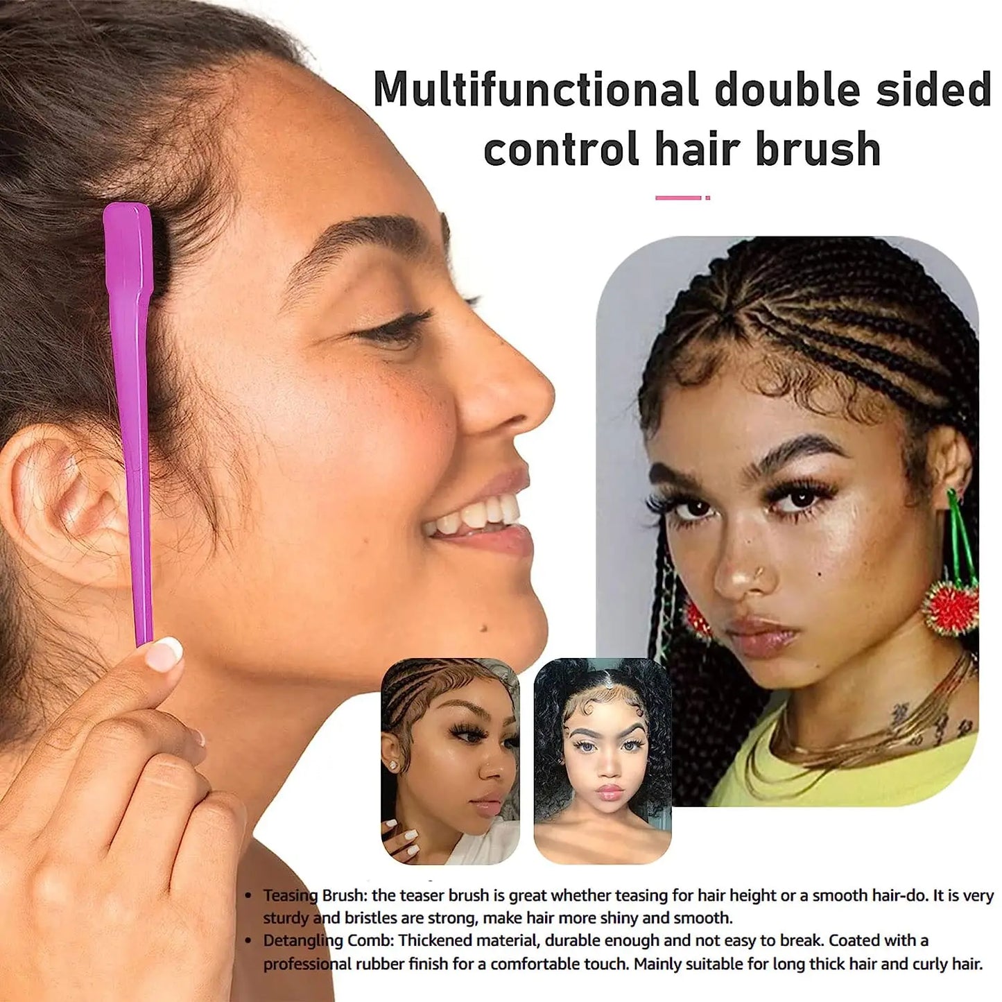 5 Pcs Detangling Brush Set Scalp Massage Hair Comb Dual Edge Brush Styling Comb Rattail Comb For Curly Detangler Hair Brush